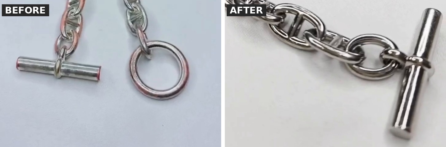 エルメス ブレスレットの変色修理｜広島のJEWELRy ITO（ジュエリーイトー）ビフォーアフター